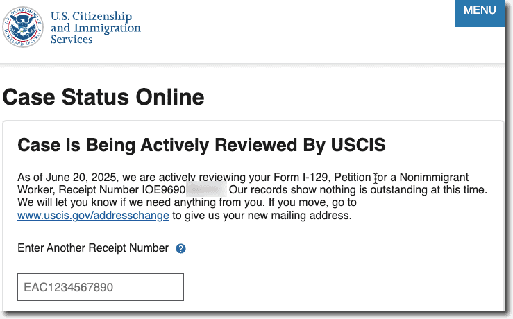 H1B Case Status - Case is being actively reviewed by USCIS