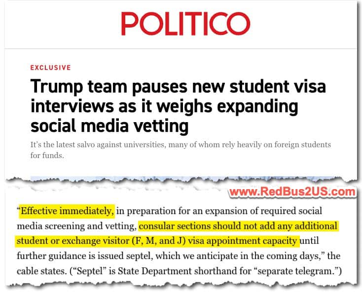 Trump Team Pauses New Student Visa Appointments Politico