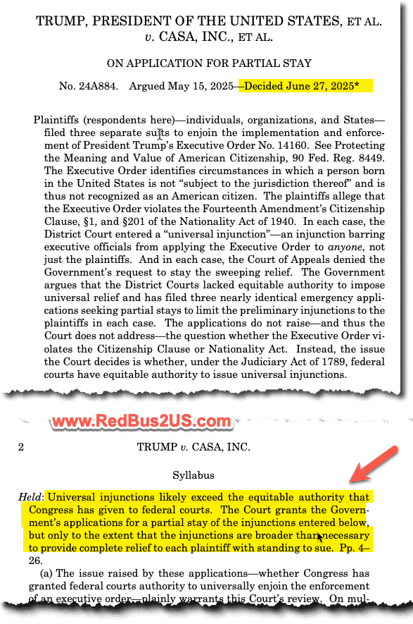US Supreme Court Decision on the lawsuit of Ending Birthright Citizenship Trump Executive Order