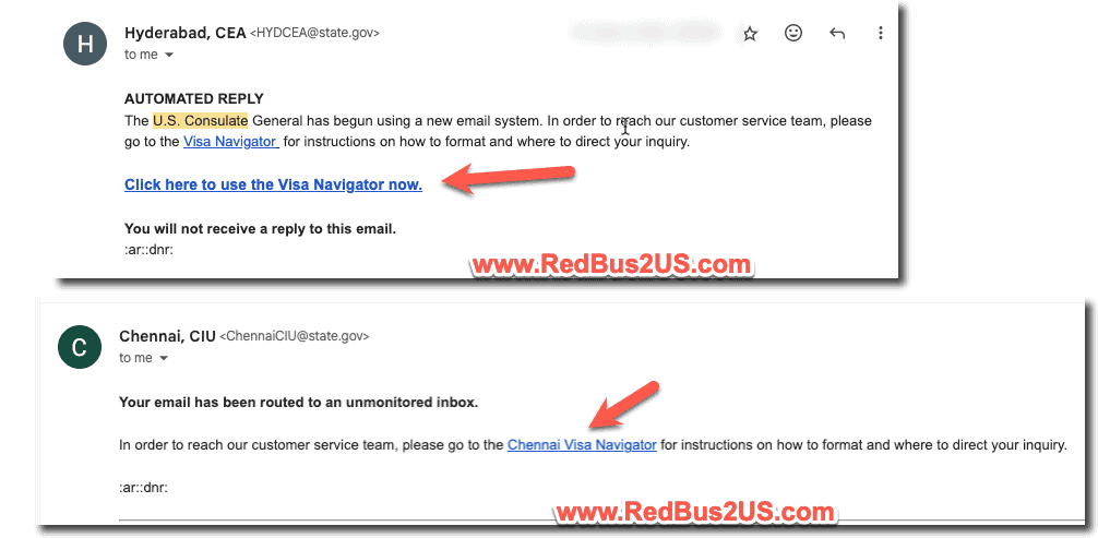Response from US Consulates to the Email Sent - Use Navigator