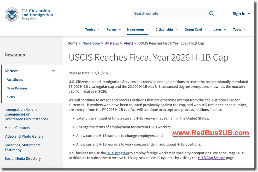 USCIS Reached FY 2025 H1B Cap