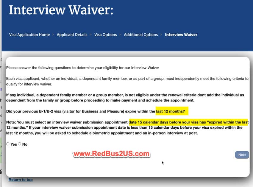 B1 B2 Visa Question During the Dropbox Questionnaire on USVisaScheduling.com