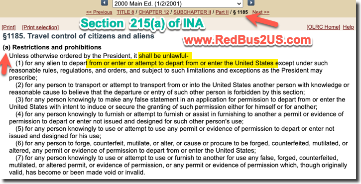 Section 215(a) of the Immigration and Nationality Act