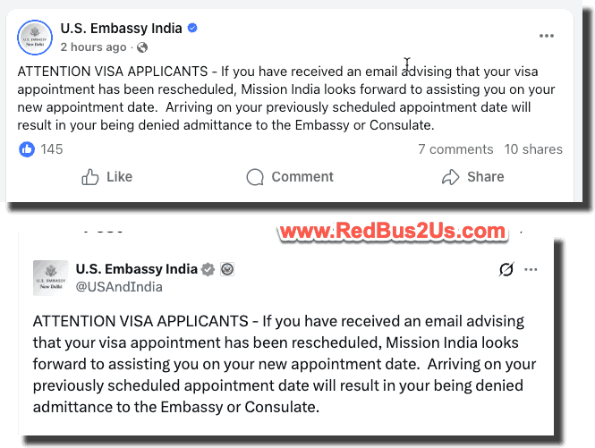 H1B and H4 Visa Appointments Cancelled by US Embassy