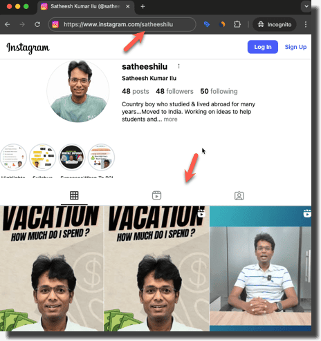 Instagram Open Profile - Satheesh Ilu