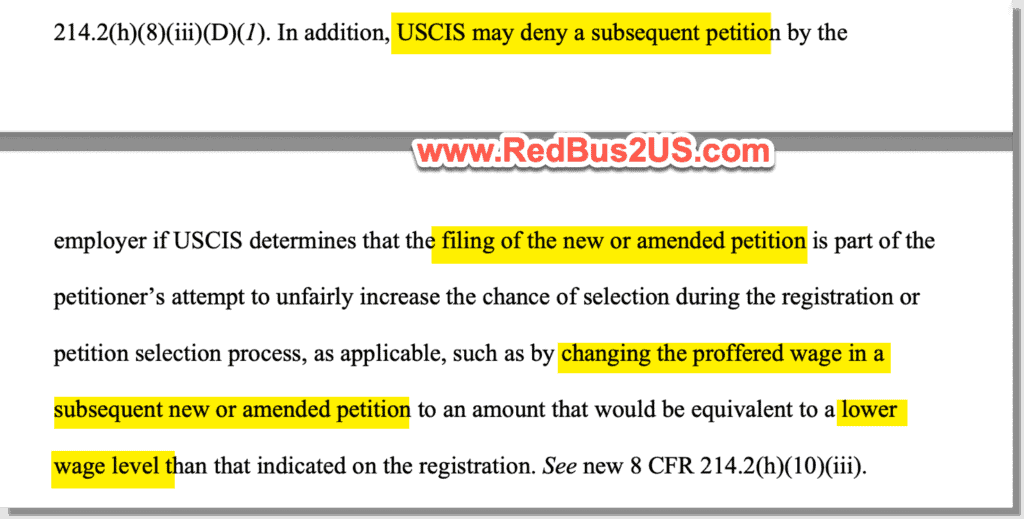 Lower Wage Level for Amendments Not Allowed