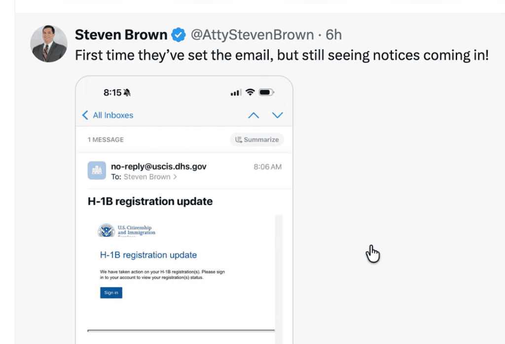 Email Alerts on H1B Lottery results