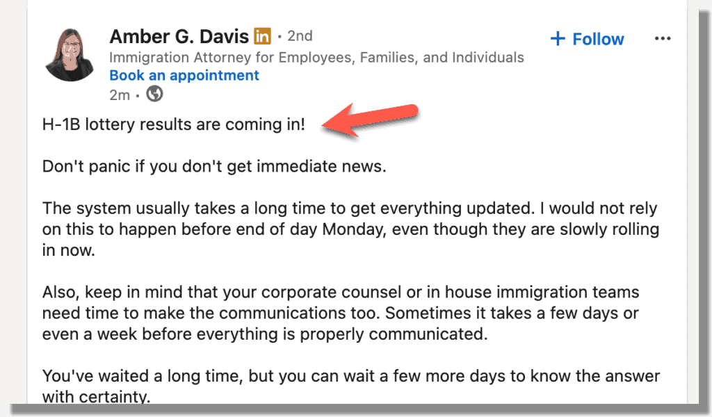 H1B Lottery 2027 Results - Attorney Amber